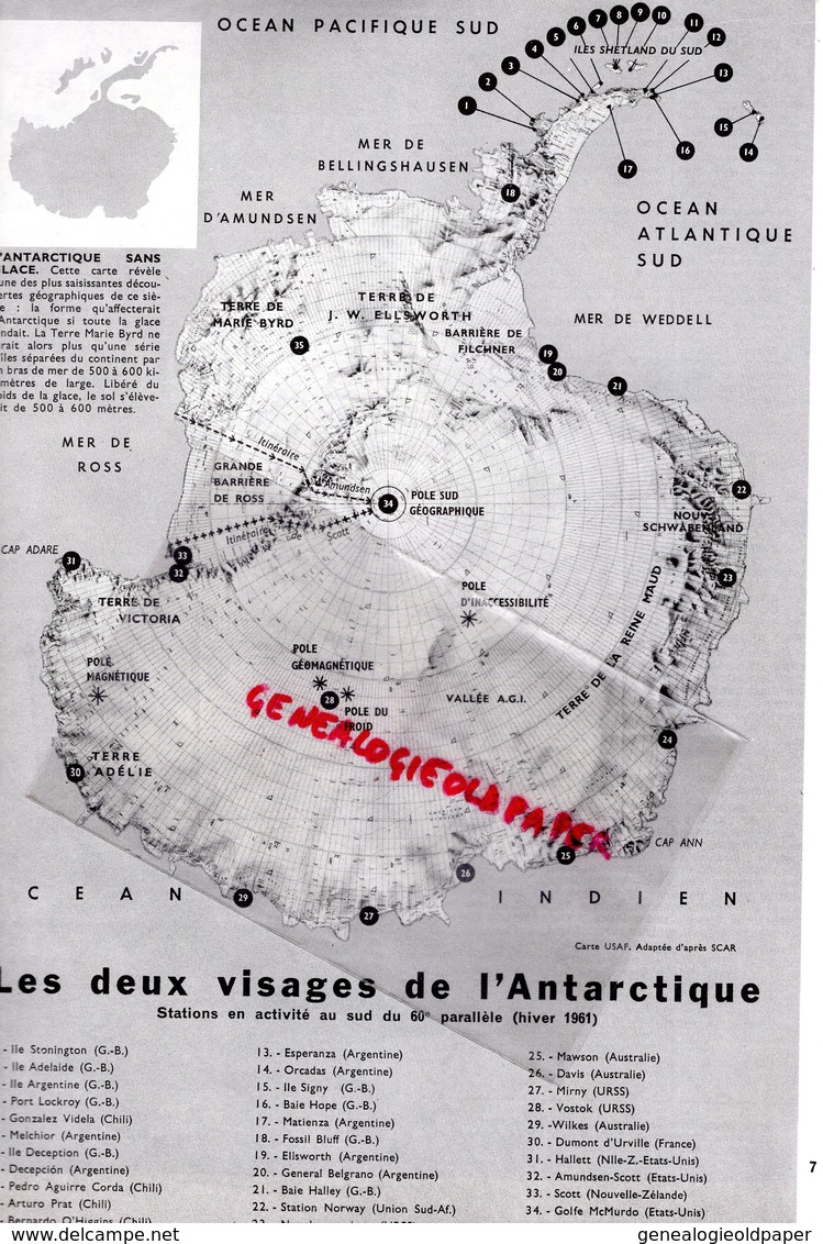 UNESCO- LE COURRIER -JANVIER 1962-N° 1- ANTARTIQUE -TERRE SCIENCE- AMUNDSEN ET SCOTT- POLE SUD-PHILIPP LAW- - Wissenschaft