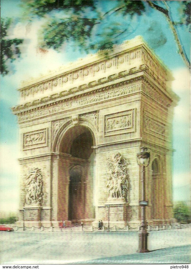 Cartolina Stereoscopica (3D, Visiorelief) Paris, L'Arc De Triomphe (France) - Cartoline Stereoscopiche