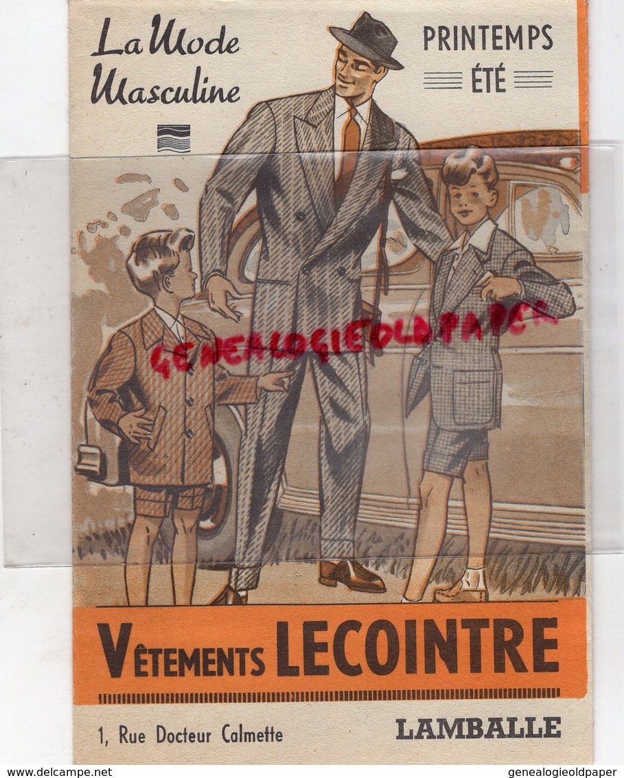 22- LAMBALLE - DEPLIANT PUBLICITAIRE VETEMENTS LECOINTRE -MODE MASCULINE PRINTEMPS ETE - 1ERE COMMUNION-GABARDINE - Advertising