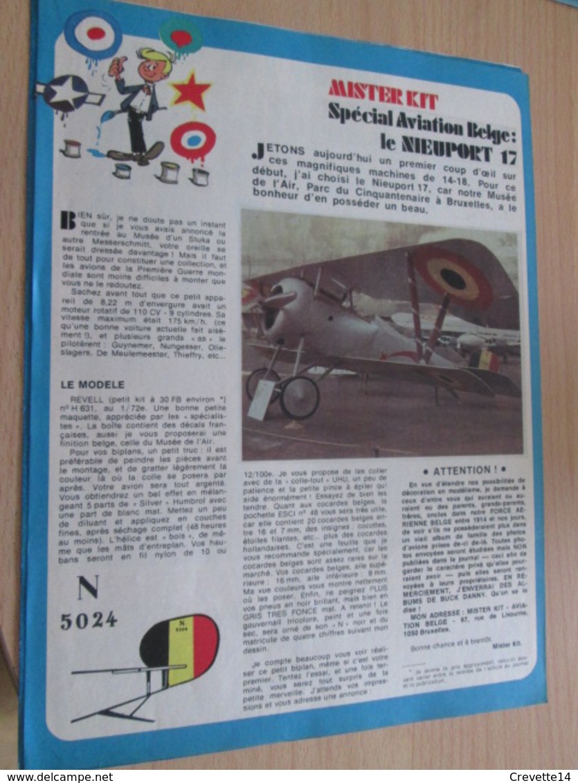 Page Issue De SPIROU Années 70 / MISTER KIT Présente : SPECIAL AVIATION BELGE NIEUPORT 17 De REVELL 1/72e - France