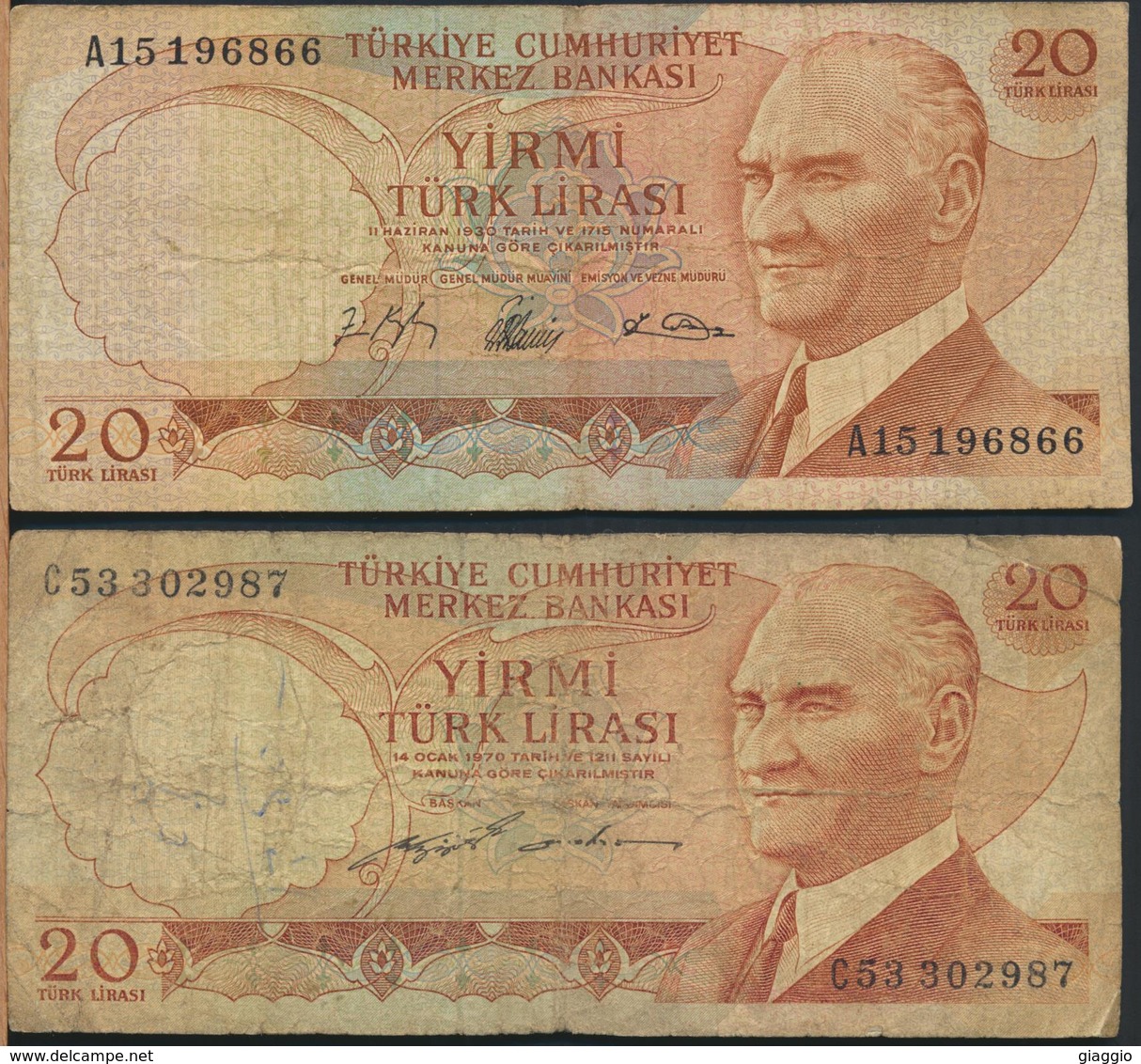 °°° TURKEY - 20 LIRA 1930 1970 °°° - Turquie