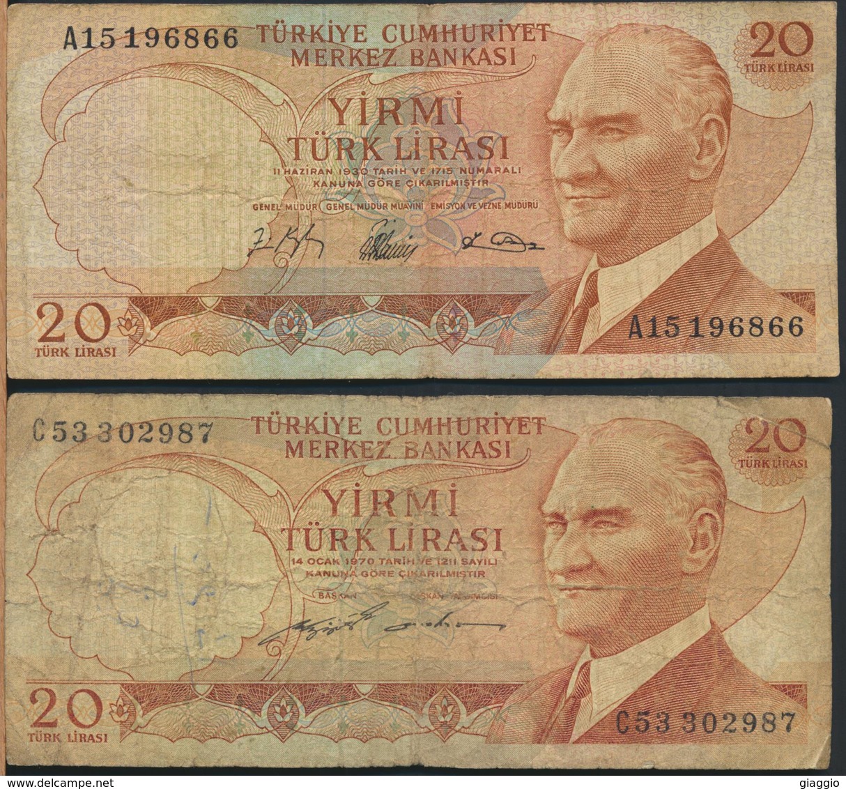 °°° TURKEY - 20 LIRA 1930 1970 °°° - Turchia