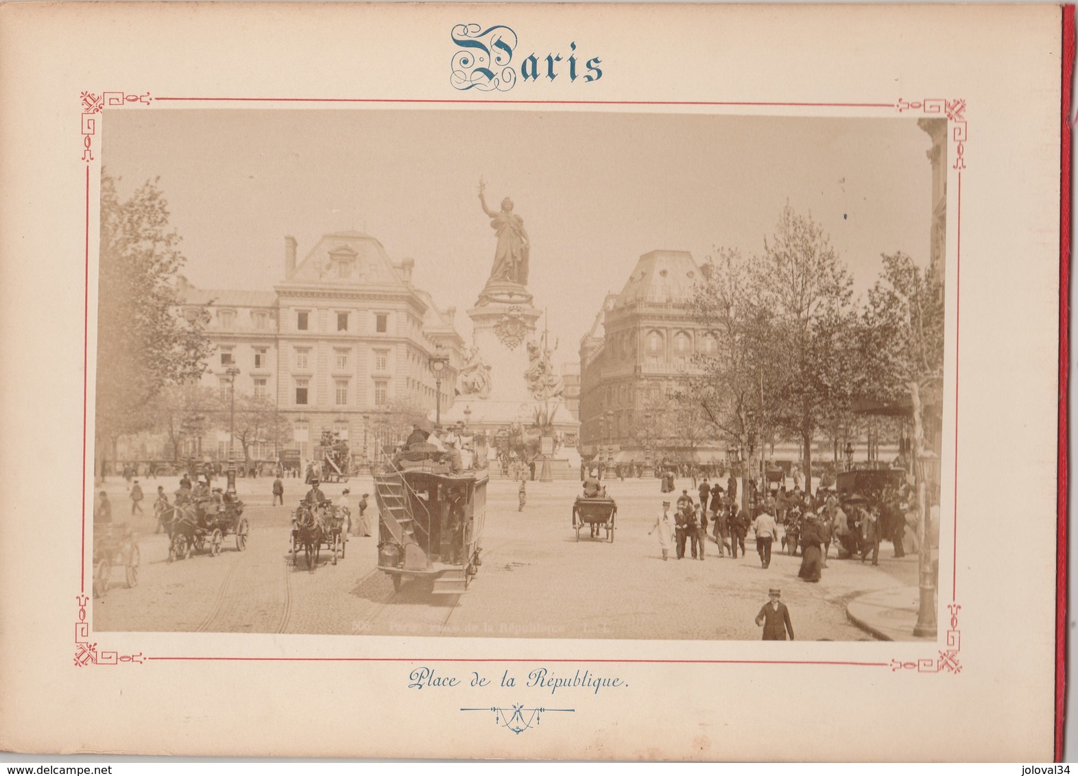 Photo PARIS Sur Carton Recto : Boulevard Et Porte St Martin , Verso : Place De La République - Voir Description - Anciennes (Av. 1900)