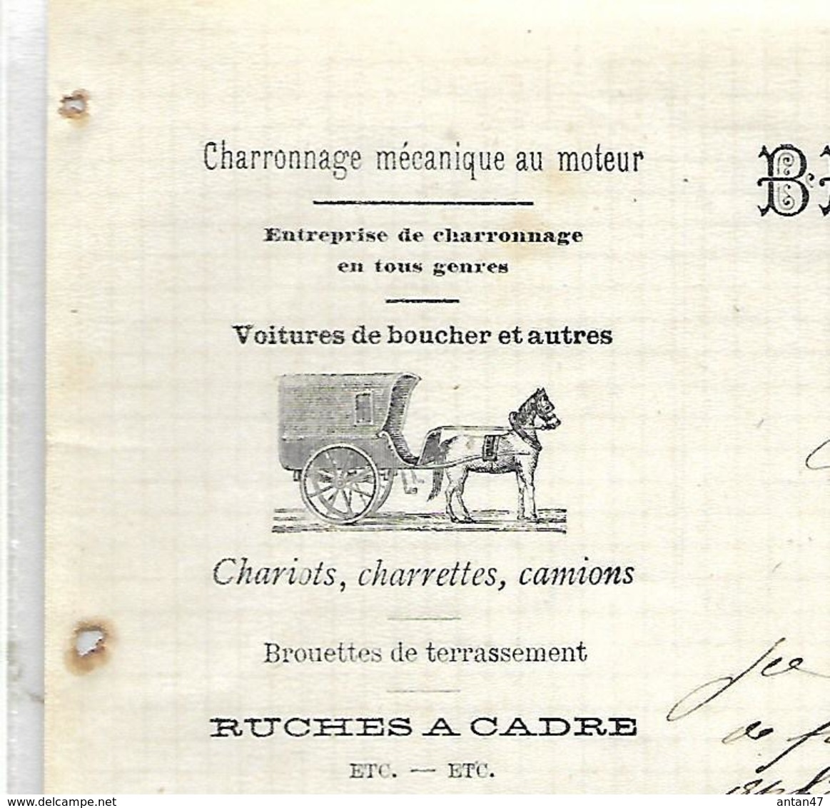 Facture Lettre 1906/ BELGIQUE / CURFOZ  NOIREFONTAINE / BRIDOUX-DELVENNE / Charonnage / Voitures De Boucher - Artigianato