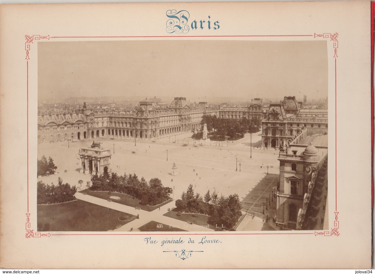 Photo PARIS Sur Carton Recto : Grand Escalier De L' Opéra , Verso : Vue Générale Du Louvre - Voir Description - Anciennes (Av. 1900)