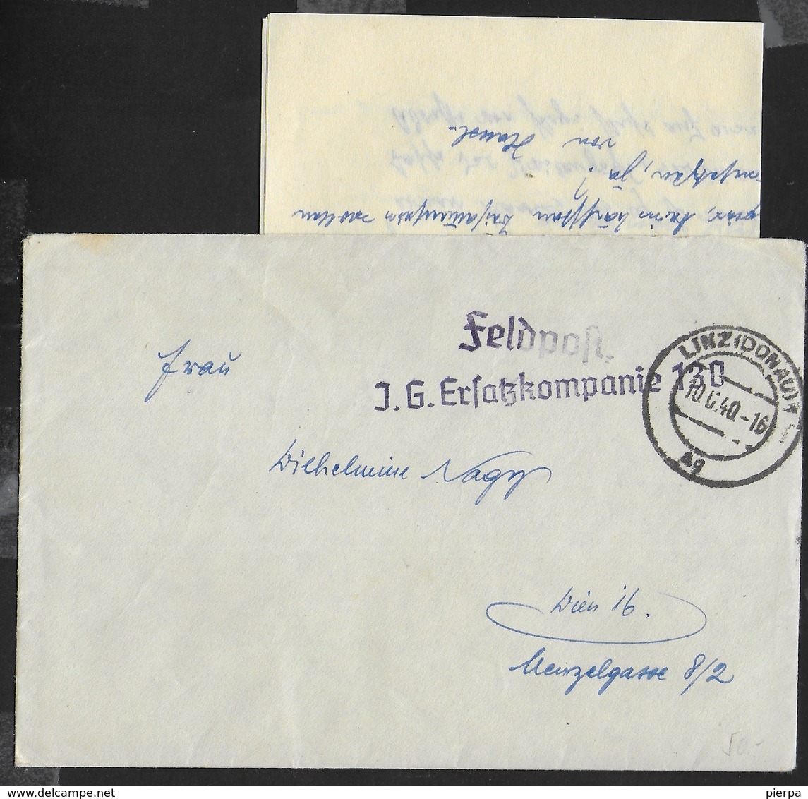 FELDPOST - J.G. ERLATZATZKOMPANIE - BUSTA CON LETTERA DA LINZ (DONAU) - 10.06.1940 - Briefe U. Dokumente