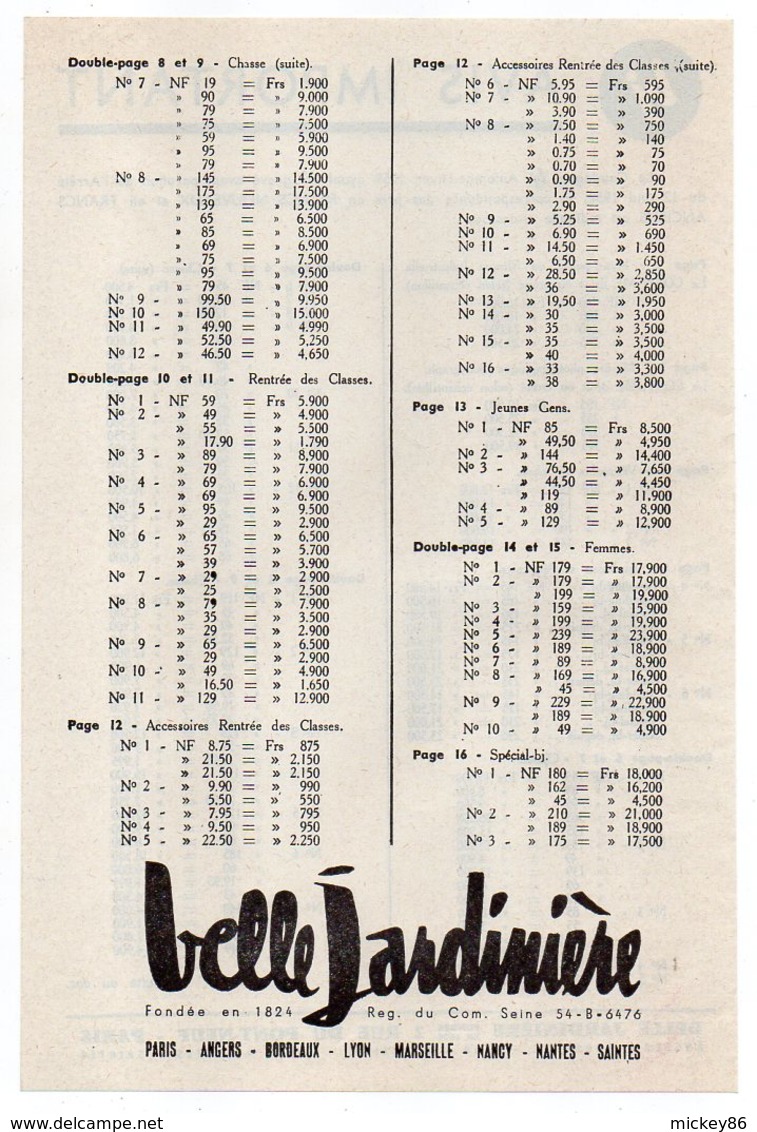 Magasin Belle Jardinière-Catalogue Automne-Hiver 1959--couverture"Frères Jacques"-complet 14 Pages+encart-Excellent état - Zonder Classificatie