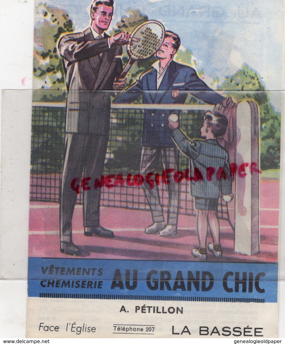 59- LA BASSEE - DEPLIANT PUBLICITAIRE A. PETILLON- AU GRAND CHIC-VETEMENTS CHEMISERIE- FAC L' EGLISE - Reclame