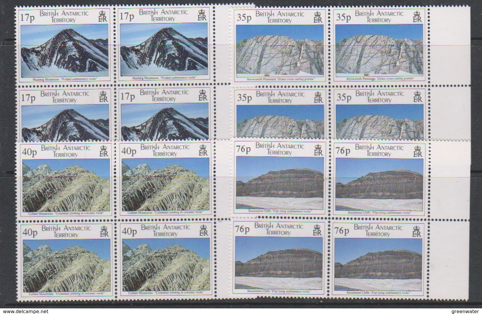 British Antarctic Territory (BAT) 1995 Geological Structures 4v Bl Of 4 ** Mnh (39804B) - Ongebruikt