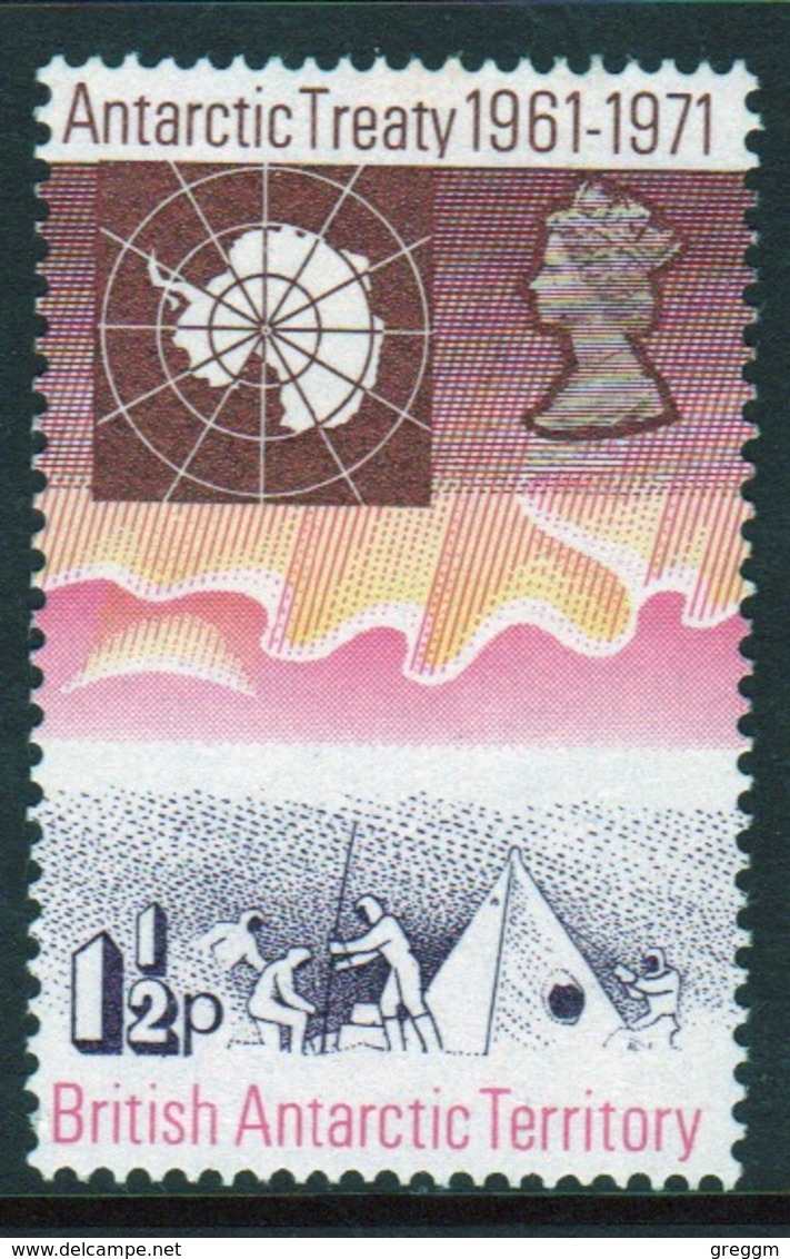 British Antarctic Territory 1971 Single Stamp 1½p To Celebrate The 10th Anniversary Of The Treaty In Unmounted Mint. - Unused Stamps