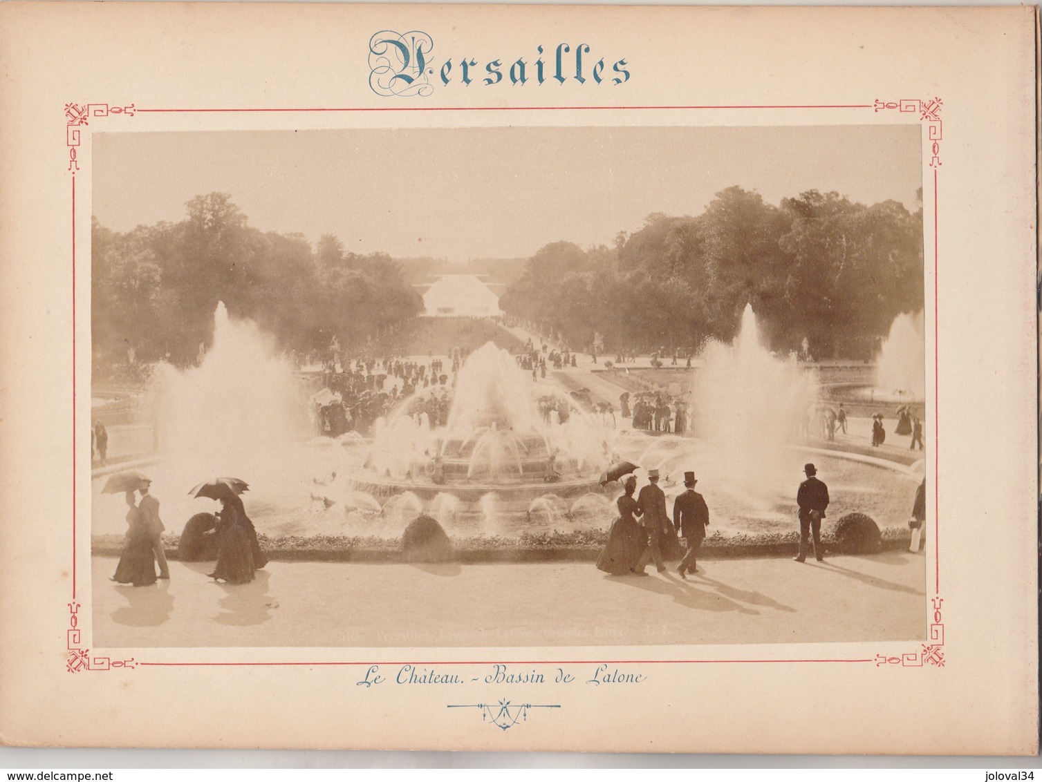 Photo VERSAILLES Sur Carton Recto : Vue Générale Du Château, Verso : Le Château Bassin De Latone - Voir Description - Anciennes (Av. 1900)