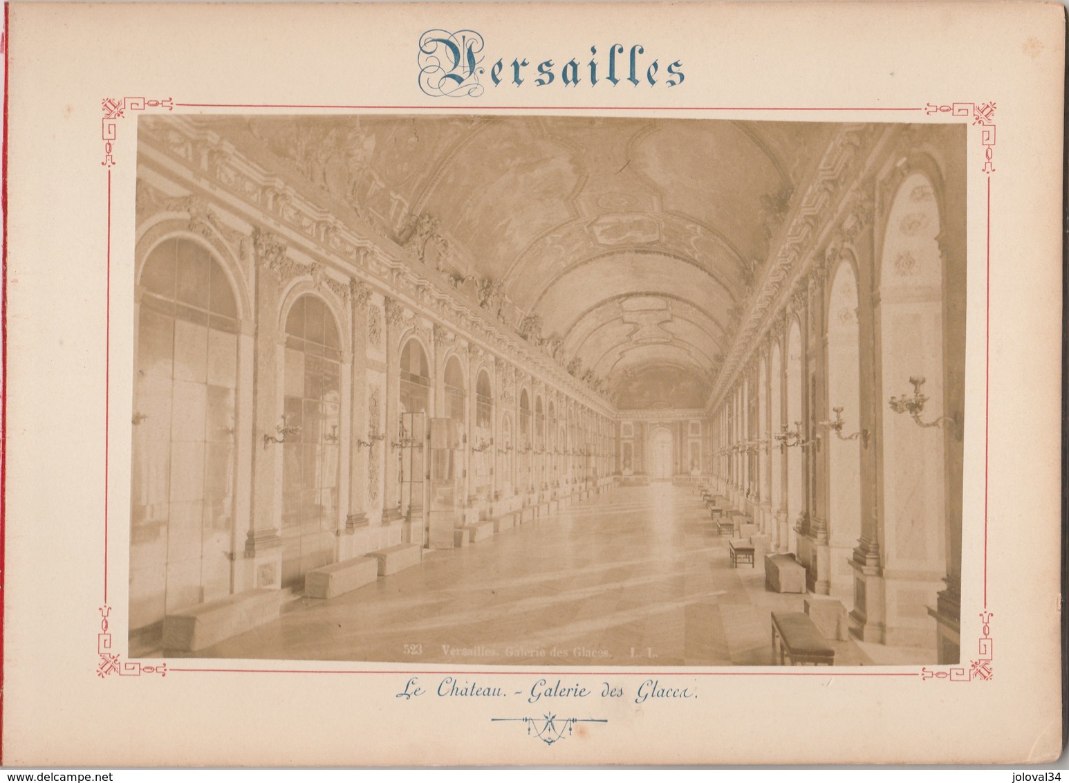 Photo VERSAILLES Sur Carton Recto : Le Château Galerie Des Glaces, Verso : Le Petit Trianon - Voir Description - Anciennes (Av. 1900)