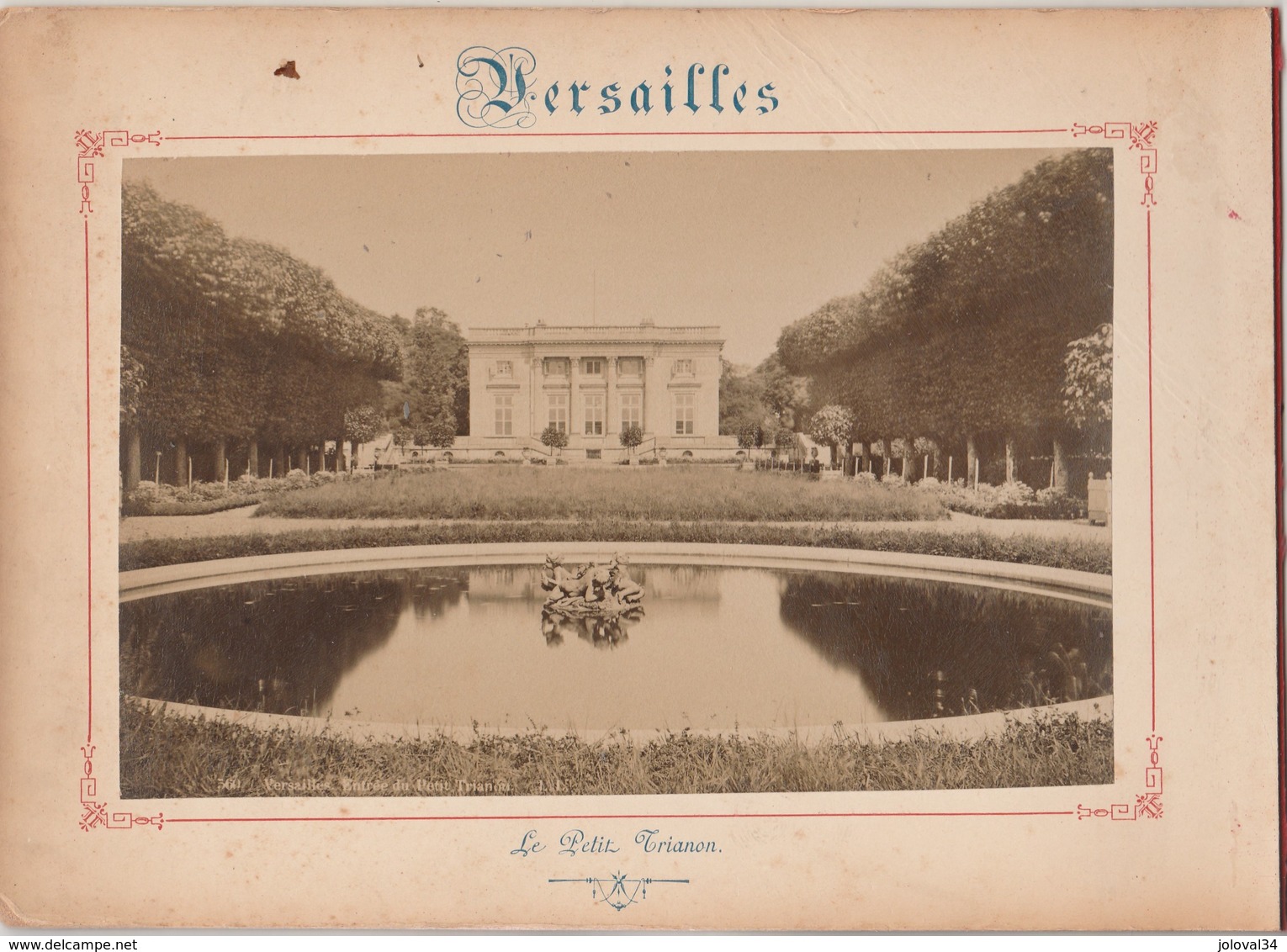 Photo VERSAILLES Sur Carton Recto : Le Château Galerie Des Glaces, Verso : Le Petit Trianon - Voir Description - Anciennes (Av. 1900)