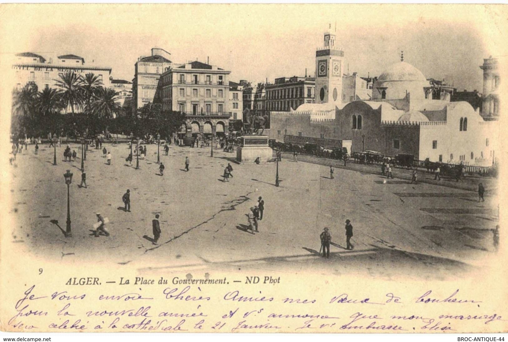 CPA N°14280 - LOT DE 4 CARTES D' ALGER - LA PLACE DU GOUVERNEMENT ET LA HAUTE VILLE + ESCADRE DE LA MEDITERRANEE - Algerien