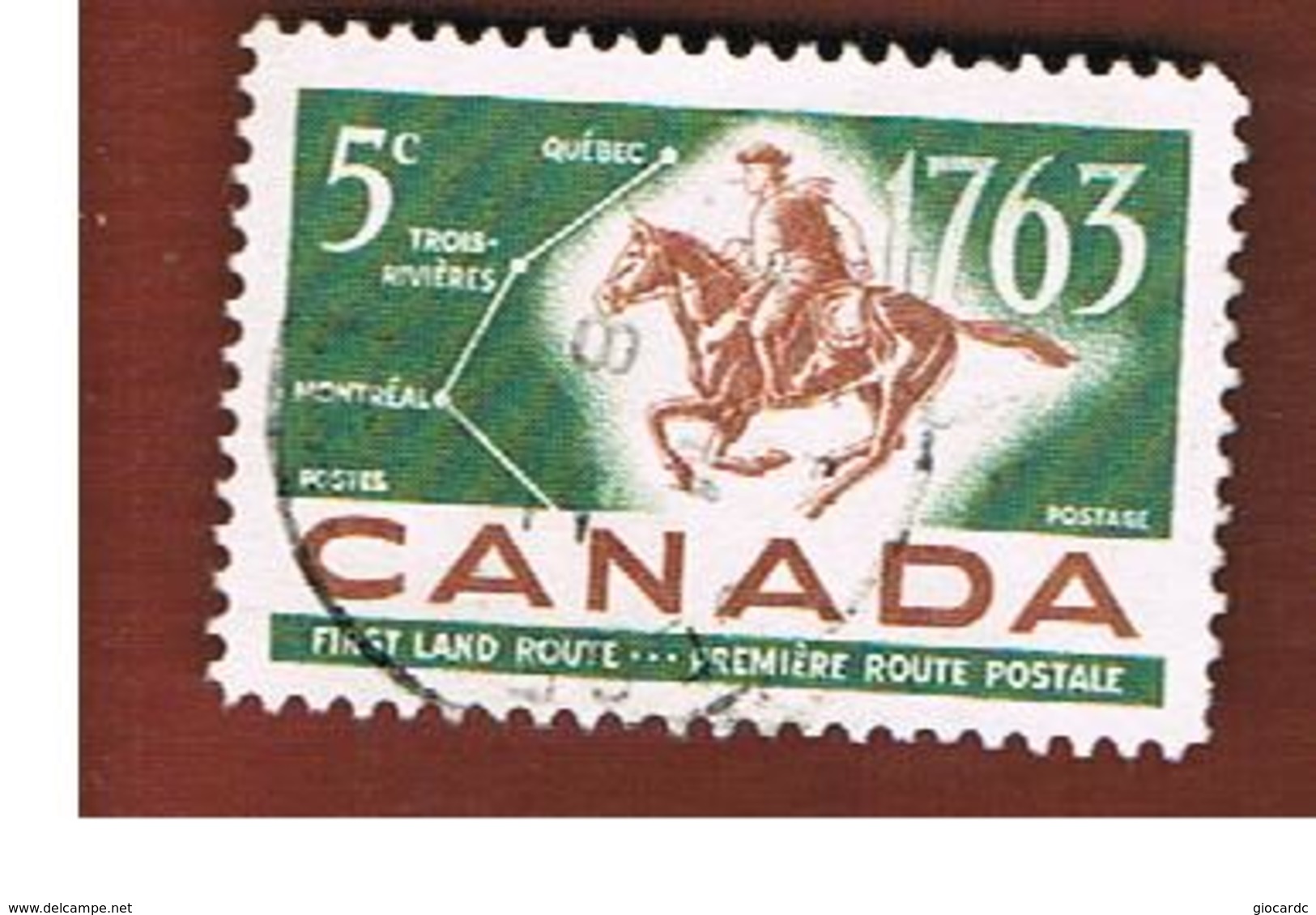 CANADA - SG 538  - 1963  HORSEMAN & MAP  -  USED - Usati