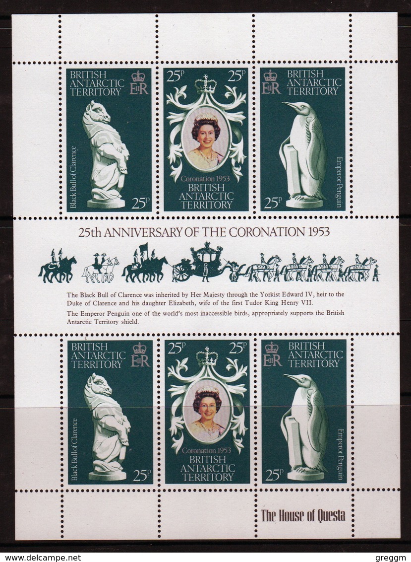 British Antarctic Territory 1978 Mini Sheet Of Stamps To Celebrate 25th Anniversary Of The Coronation. - Unused Stamps