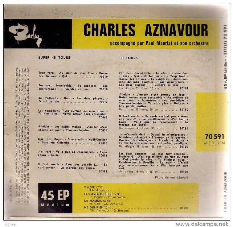 Charles Aznavour -Sylvie - 45 Rpm - Maxi-Single