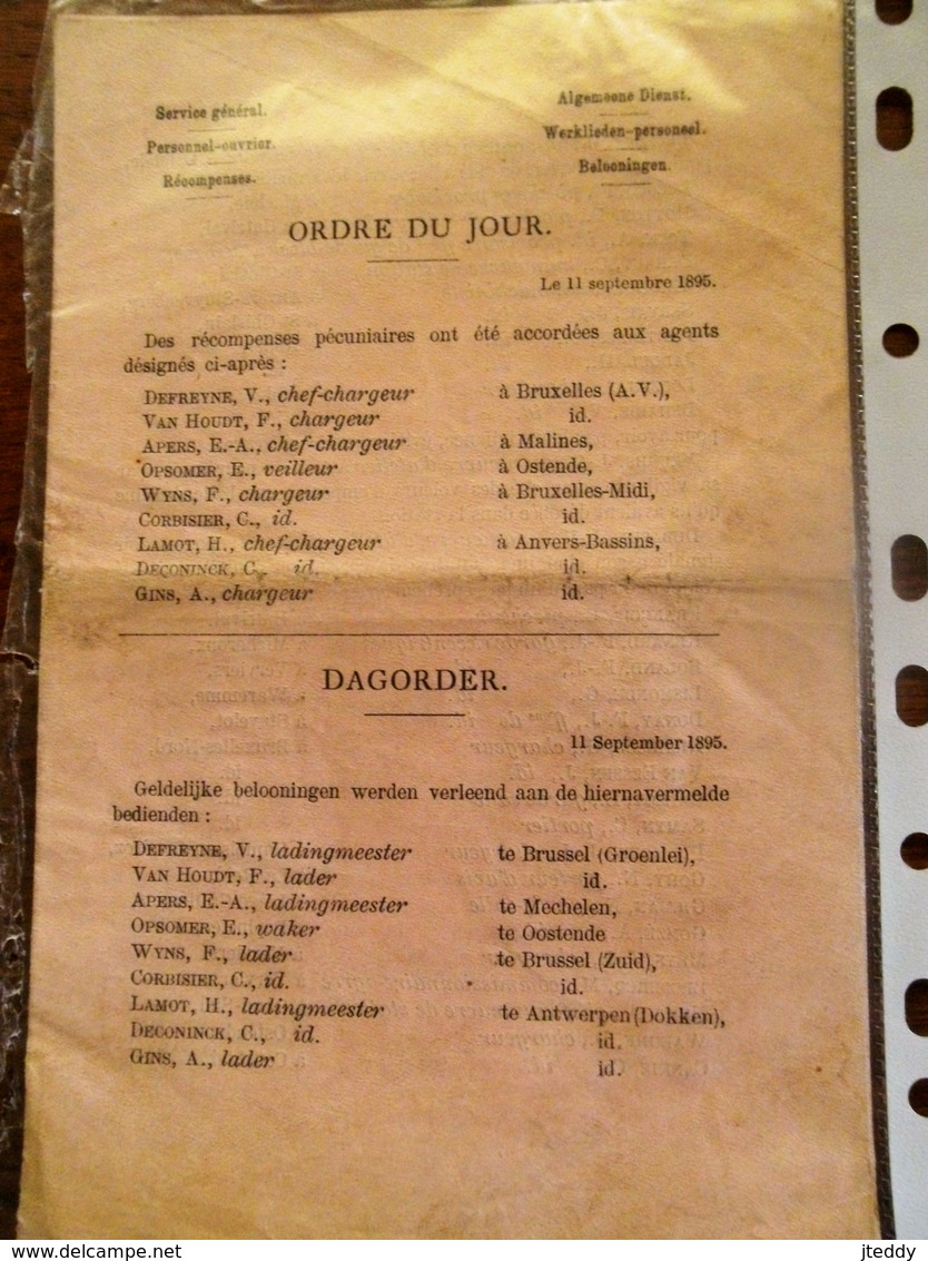 Algemeene Dienst  Met Zegel CHEMIN  De  FER  De L état  - Direction De L'  Exploitation   BELGIQUE  1895 - Chemin De Fer