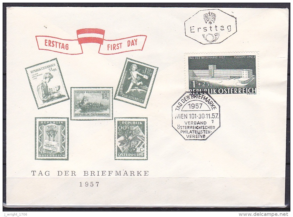 Austria/1957 - Stamp Day/Tag Der Briefmarke - 1 + 25 G - FDC - FDC