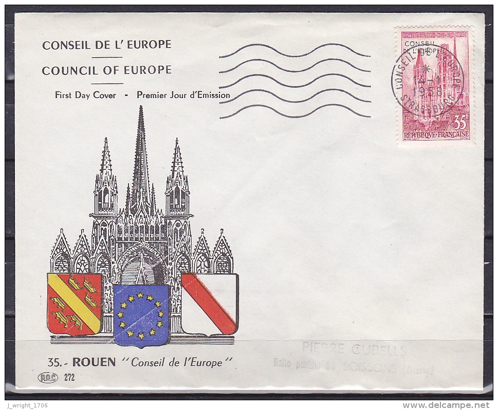 France/1958 - Rouen Cathredral/Cathedrale De Rouen - 35 F - 'CONSEIL DE L'EUROPE STRASBOURG' - Lettres & Documents