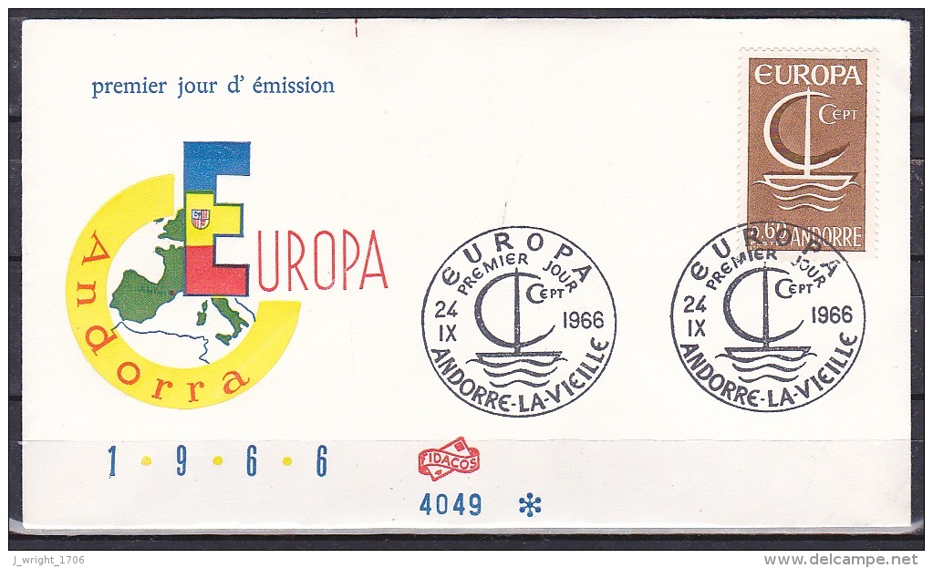 Andorra/1966 - Europa CEPT - 60 C - FDC - FDC