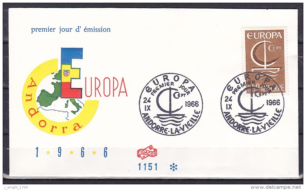 Andorra/1966 - Europa CEPT - 60 C - FDC - FDC