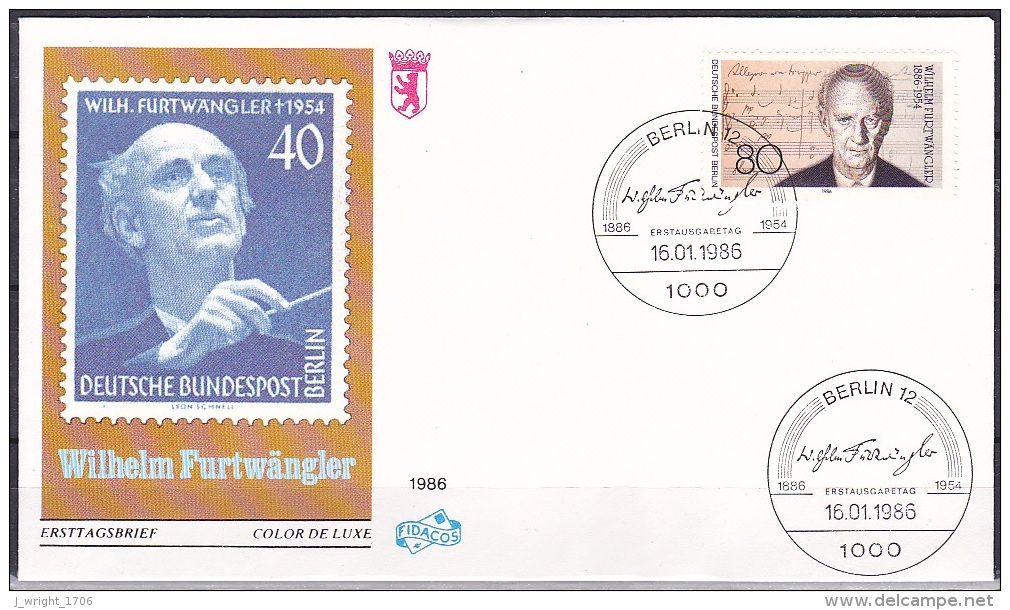 Berlin/1986 - Wilhelm Furtwangler - 80 Pf - FDC - Autres & Non Classés