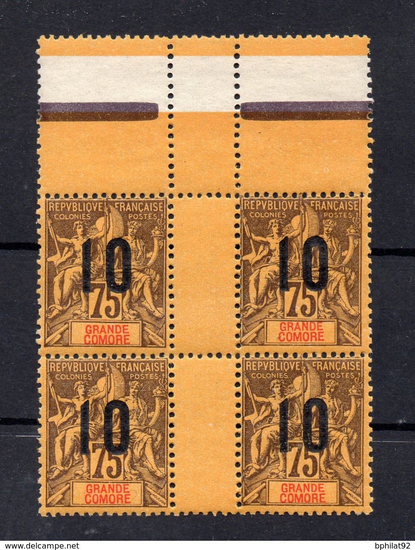 !!! PRIX FIXE : GRANDE COMORE, BLOC DE 4 DU N°29 SANS MILLESIME NEUF ** - Unused Stamps