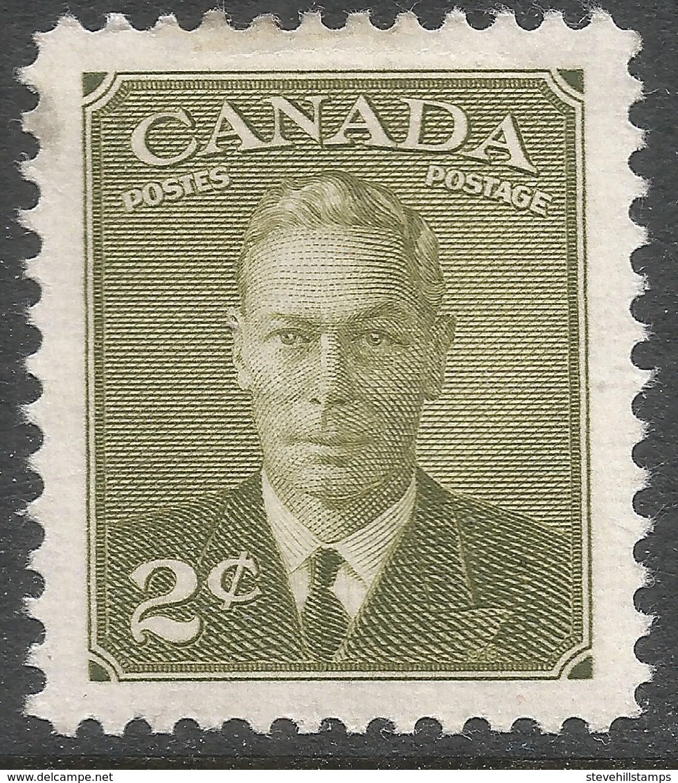 Canada. 1949-51 KGVI. 2c Olive MH. SG 415a - Unused Stamps
