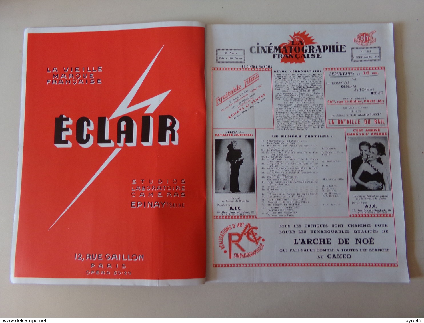 Magazine " La Cinématographie Française " N° 1223, Septembre 1947 " Madeleine Robinson Dans La Grande Maguet " - Magazines