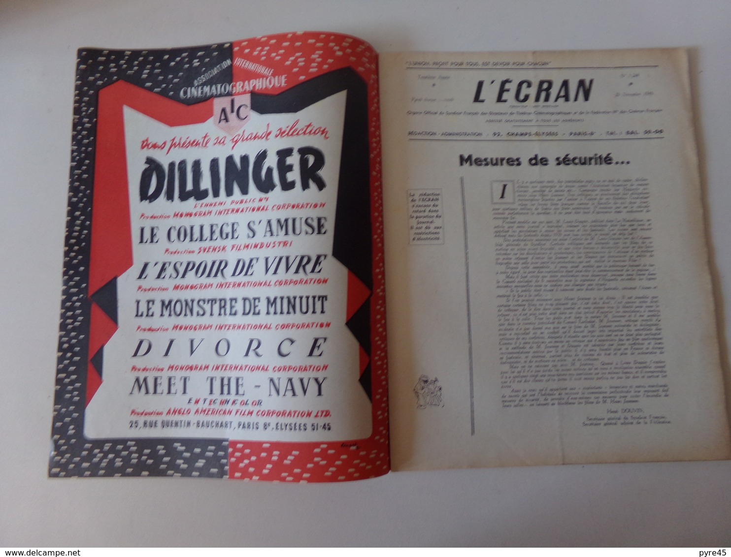 Magazine " L'écran " N° 1244, Novembre 1946 " Walter Pidgeon Dans Madame Miniver " - Magazines