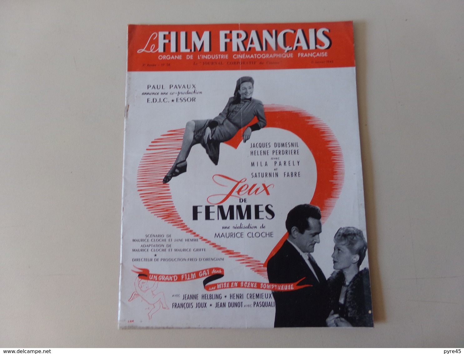 Magazine " Le Film Français " N° 58 Janvier 1946 " Jacques Dumesnil Dans Jeux De Femmes " - Magazines