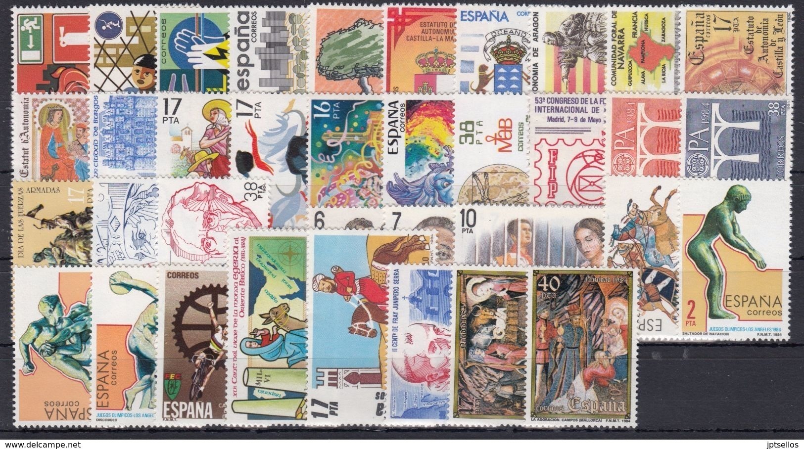 ESPAÑA 1984 Nº 2732/2777 AÑO NUEVO COMPLETO,40 SELLOS,1 HB,1 ENTRADA EXPOSICION - Años Completos