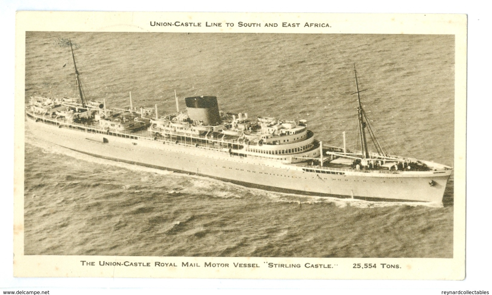 1958? Shipping Pc. The Union Castle Royal Mail Motor Vessel. Kimberley Diamond Illustrated Pmk. - Steamers