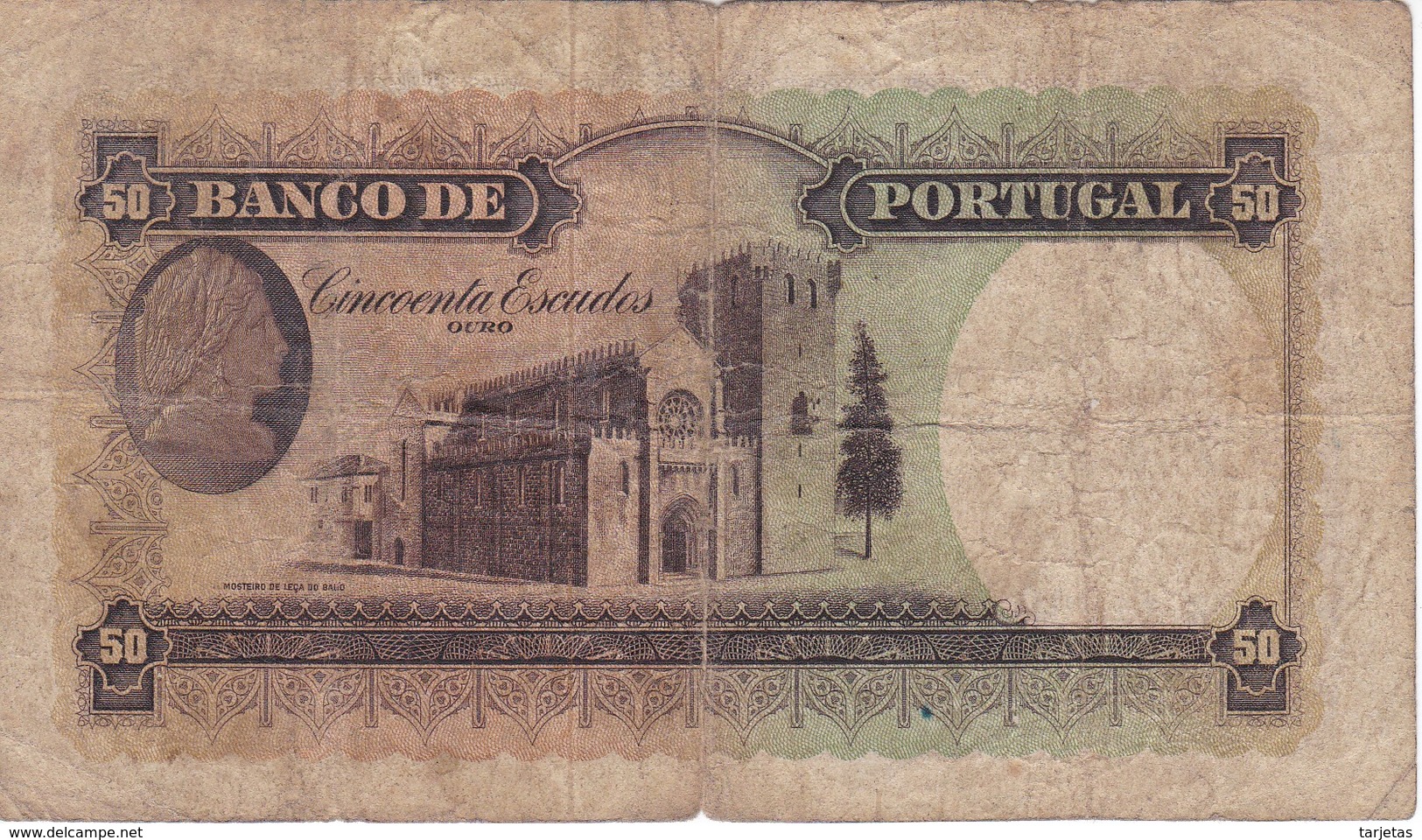 BILLETE DE PORTUGAL DE 50 ESCUDO DEL AÑO 1944  (BANKNOTE) RARO - Portogallo