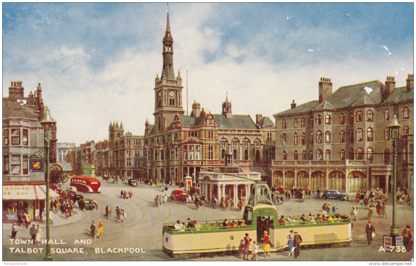 AQ65 Town Hall And Talbot Square, Blackpool By Brian Gerald - Tram, Bus, Shops - Blackpool