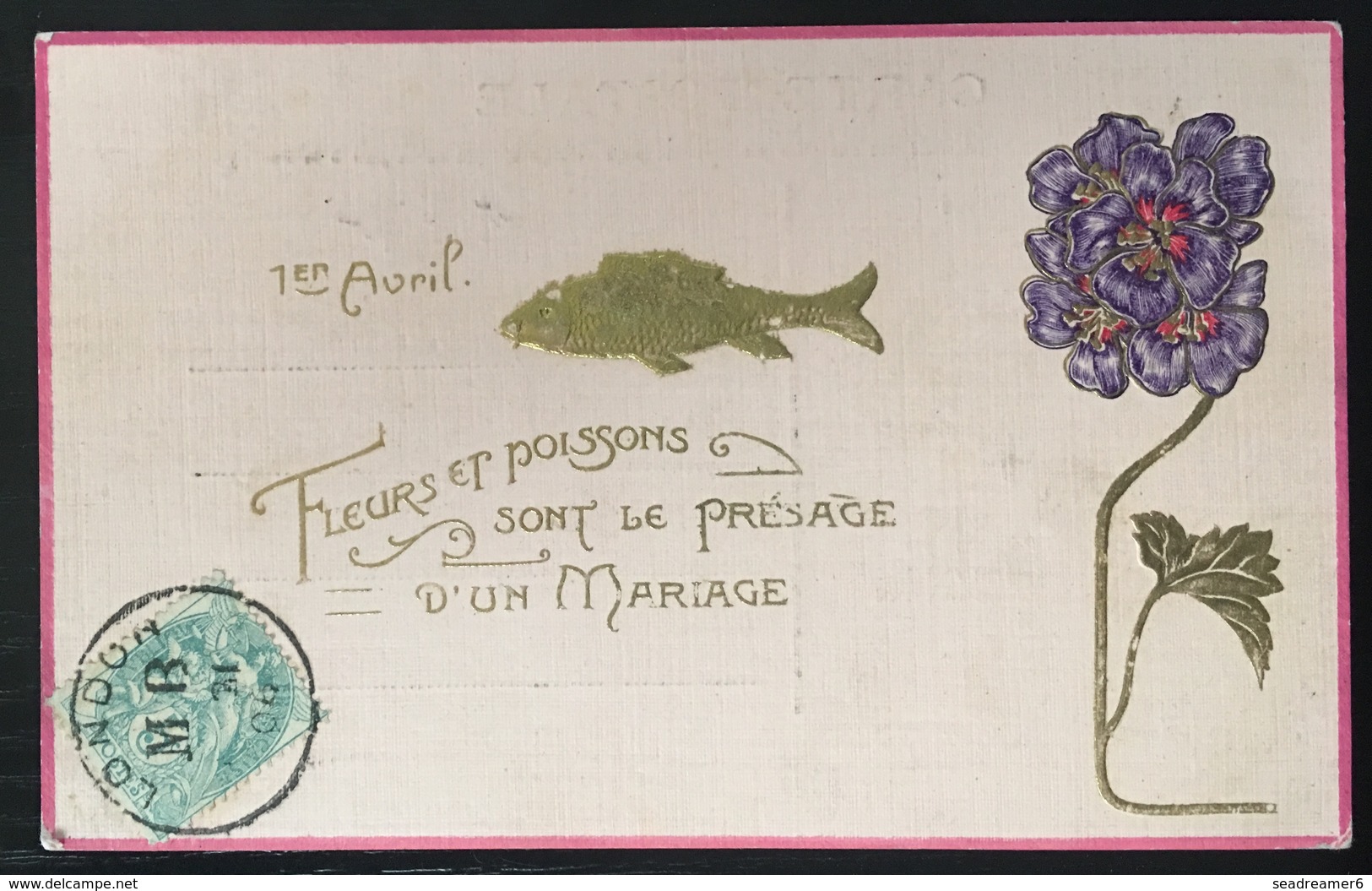 France Carte Postale Avec Type Blanc N°111 5c De Londres Pour Paris Affranchie Avec Timbre Français - 1900-29 Blanc