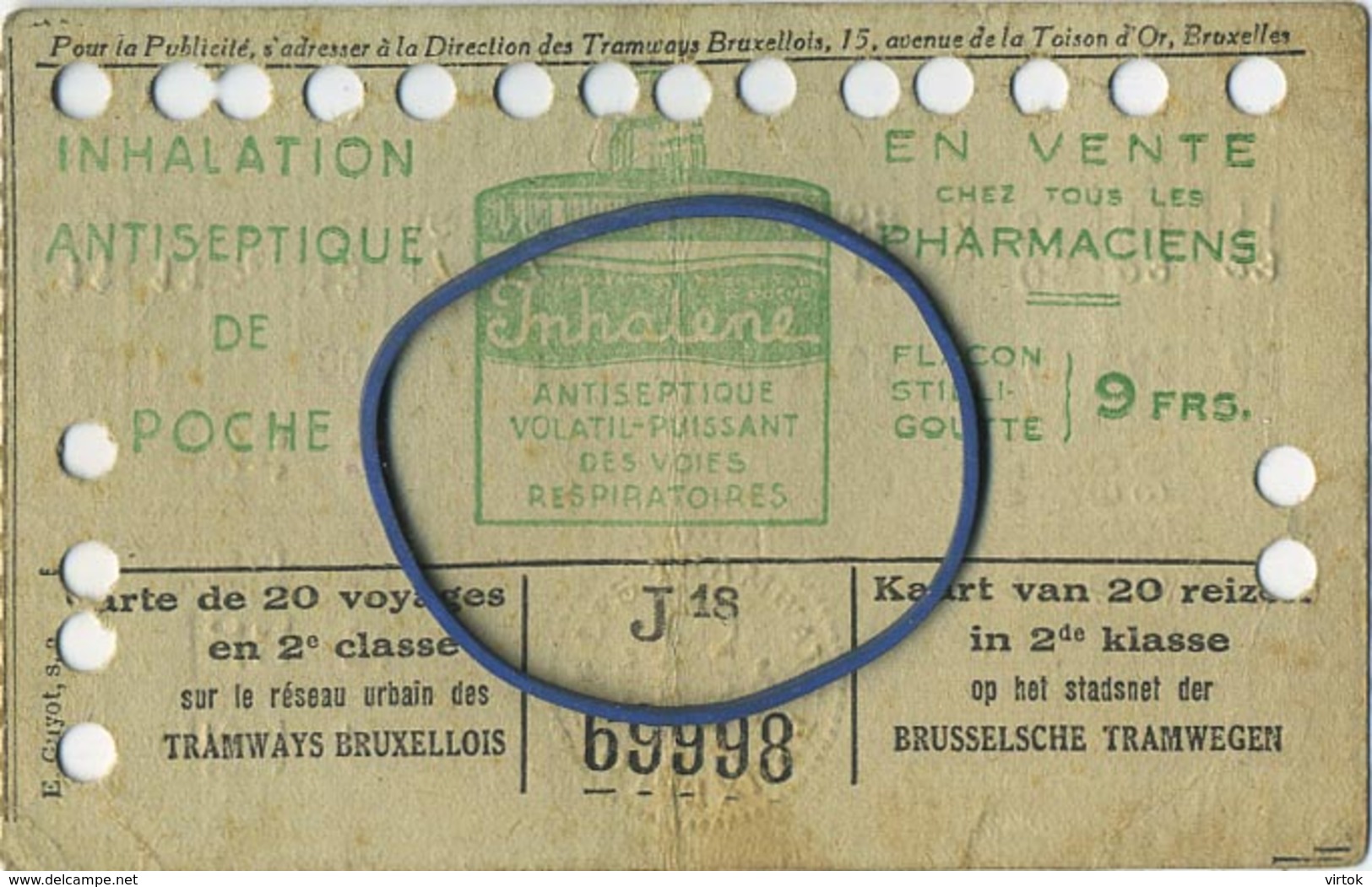 OLD TRAM Ticket 1936 Brussel Bruxelles:Tramways -tramwegen De Classe:carte De 20 Voyages-reizen ( See Scans) 11 X 7 Cm - Other & Unclassified