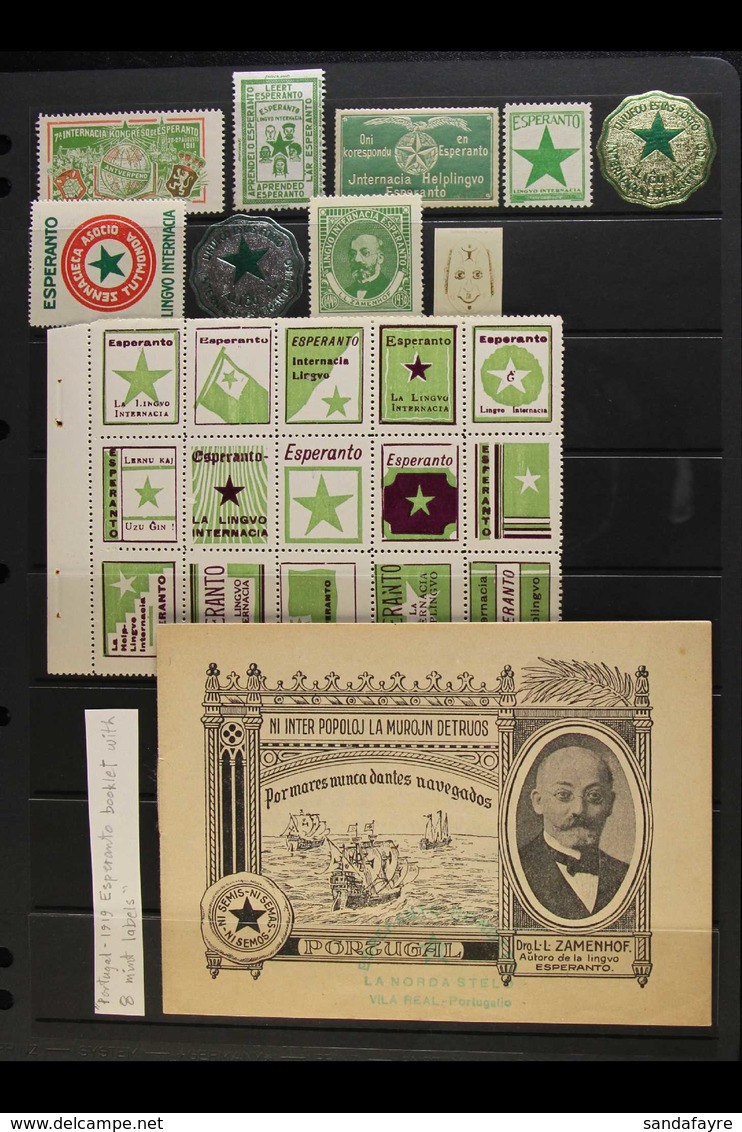 ESPERANTO 1910's-1930's Interesting Fine Mint Collection Of All Different Labels On Stock Pages, Includes Portugal 1919  - Non Classés