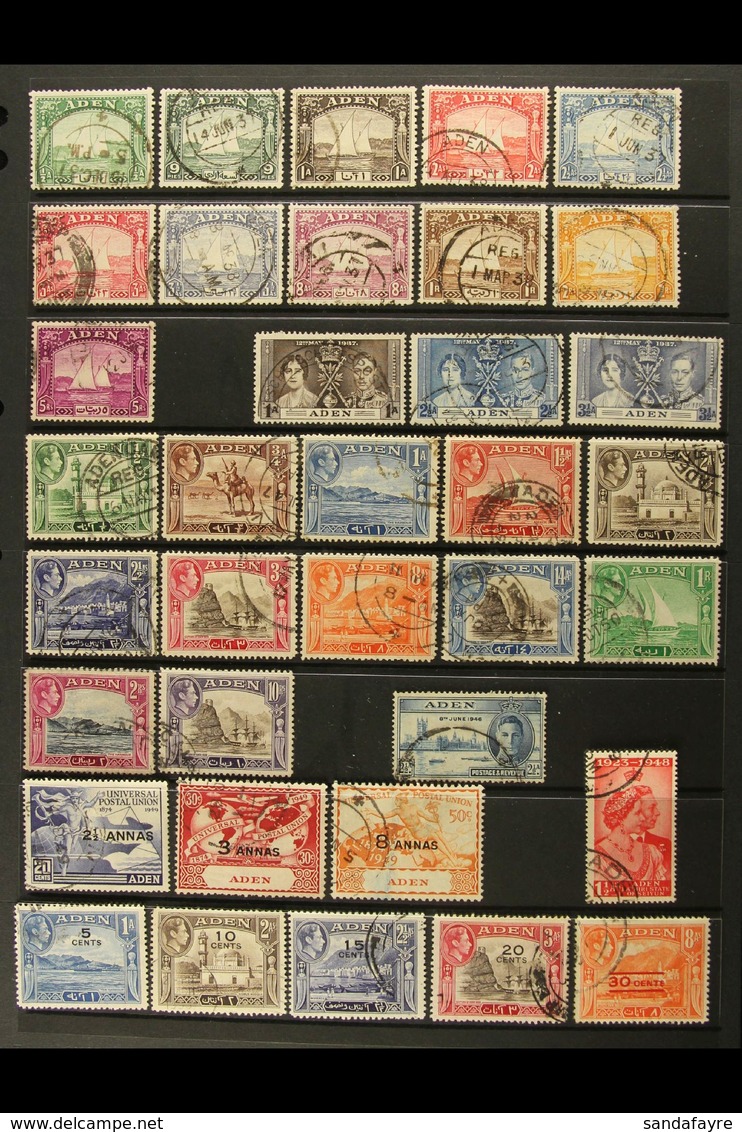 1937-1964 FINE USED COLLECTION On Stock Pages, ALL DIFFERENT, Inc 1937 Dhow Set To 5r, 1939-48 Set (ex 5r), 1951 Surchs  - Aden (1854-1963)