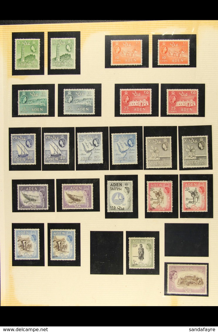 COUNTRY & STATES COLLECTION 1942-67 Mixed Mint & Used On Various Pages. Inc Aden 1953-63 QE II All Values To 20s Mint Pl - Aden (1854-1963)