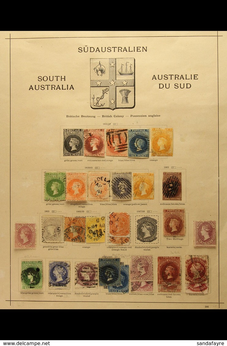 SOUTH AUSTRALIA 1855-1912 Old Time Chiefly Used Collection On Printed Album Pages Plus Additional Gathered Together In P - Autres & Non Classés