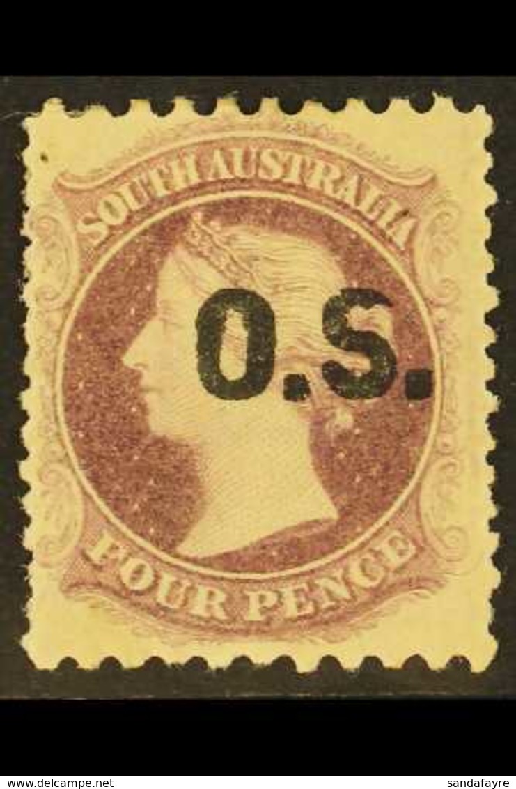 SOUTH AUSTRALIA OFFICIAL 1876-85 4d Deep Mauve "O.S." Overprint Perf 10x11½-12½, SG O17, Fine Mint, Showing Broken Top O - Autres & Non Classés