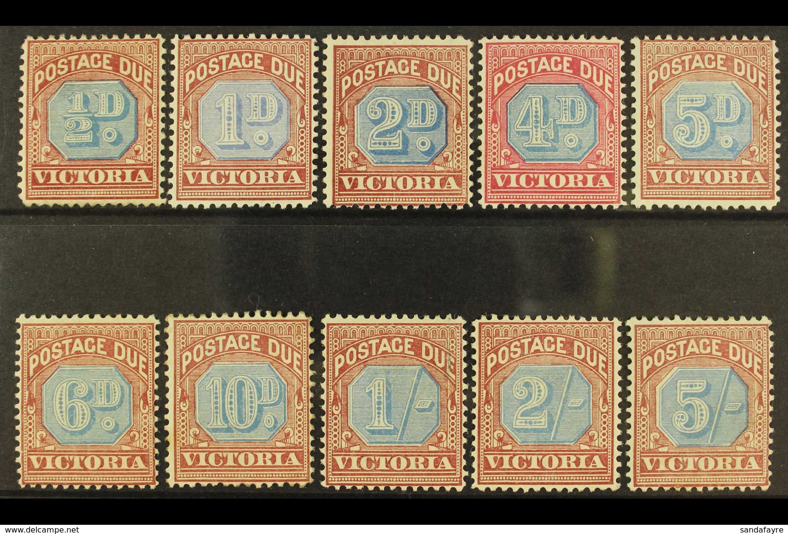 VICTORIA 1890-94 Postage Due Set, SG D1/10, Fresh Mint. (10) For More Images, Please Visit Http://www.sandafayre.com/ite - Sonstige & Ohne Zuordnung