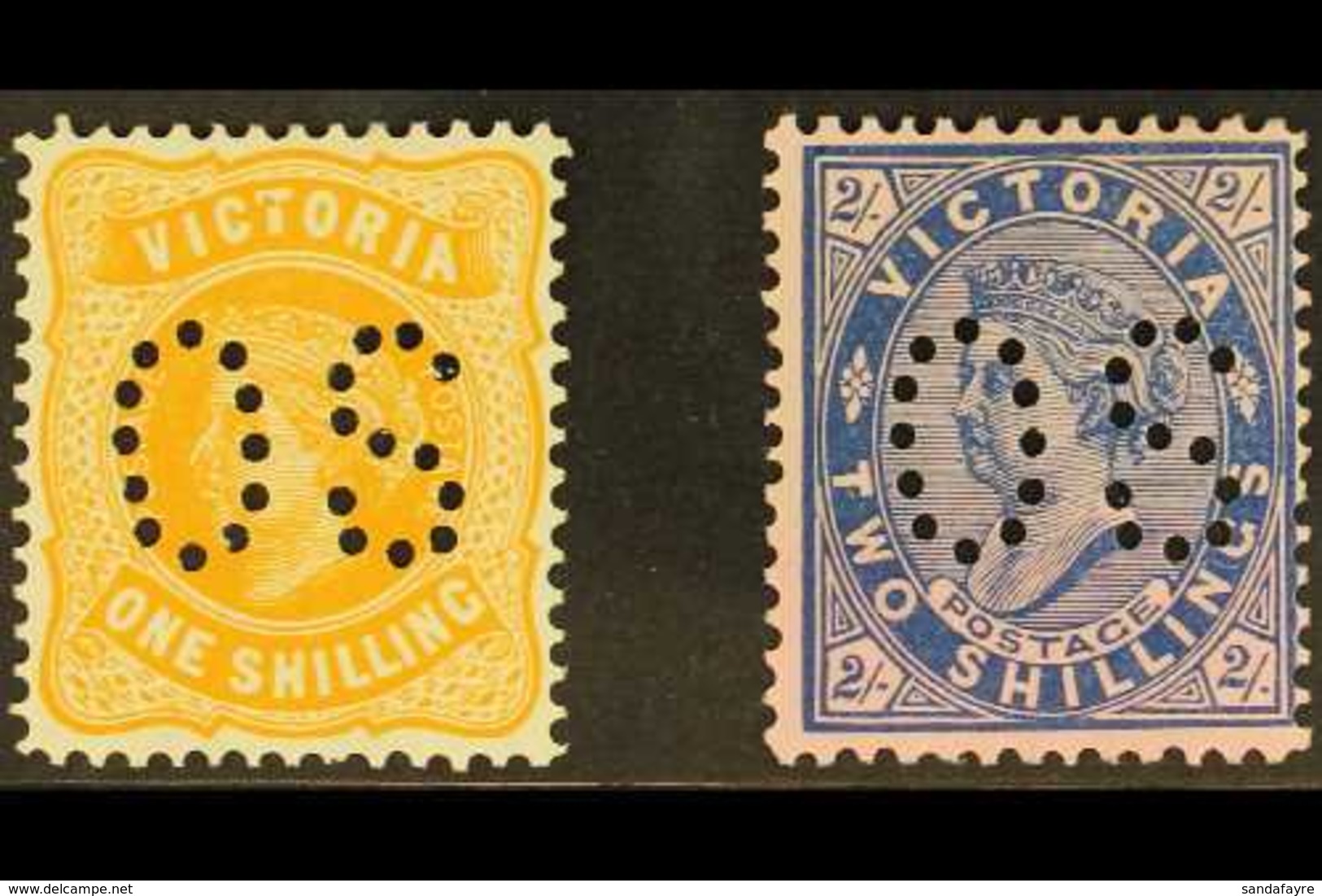 VICTORIA OFFICIALS. 1901 1s & 2s Each Perfin "OS", Bw V116Ab & V120Ab, Very Fine Mint (2 Stamps) For More Images, Please - Autres & Non Classés