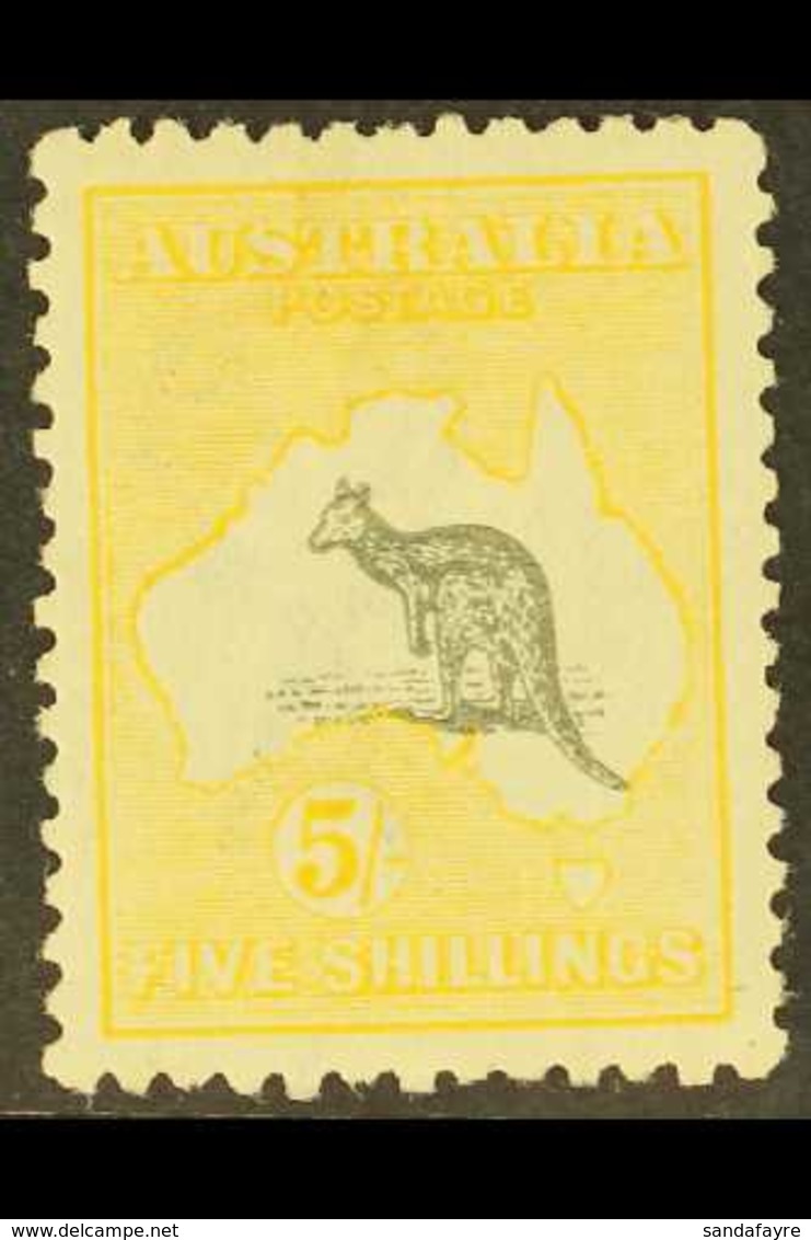 1915-28 5s Grey And Pale Yellow Kangaroo, SG 42c, Fine Mint, Well Centred. For More Images, Please Visit Http://www.sand - Autres & Non Classés