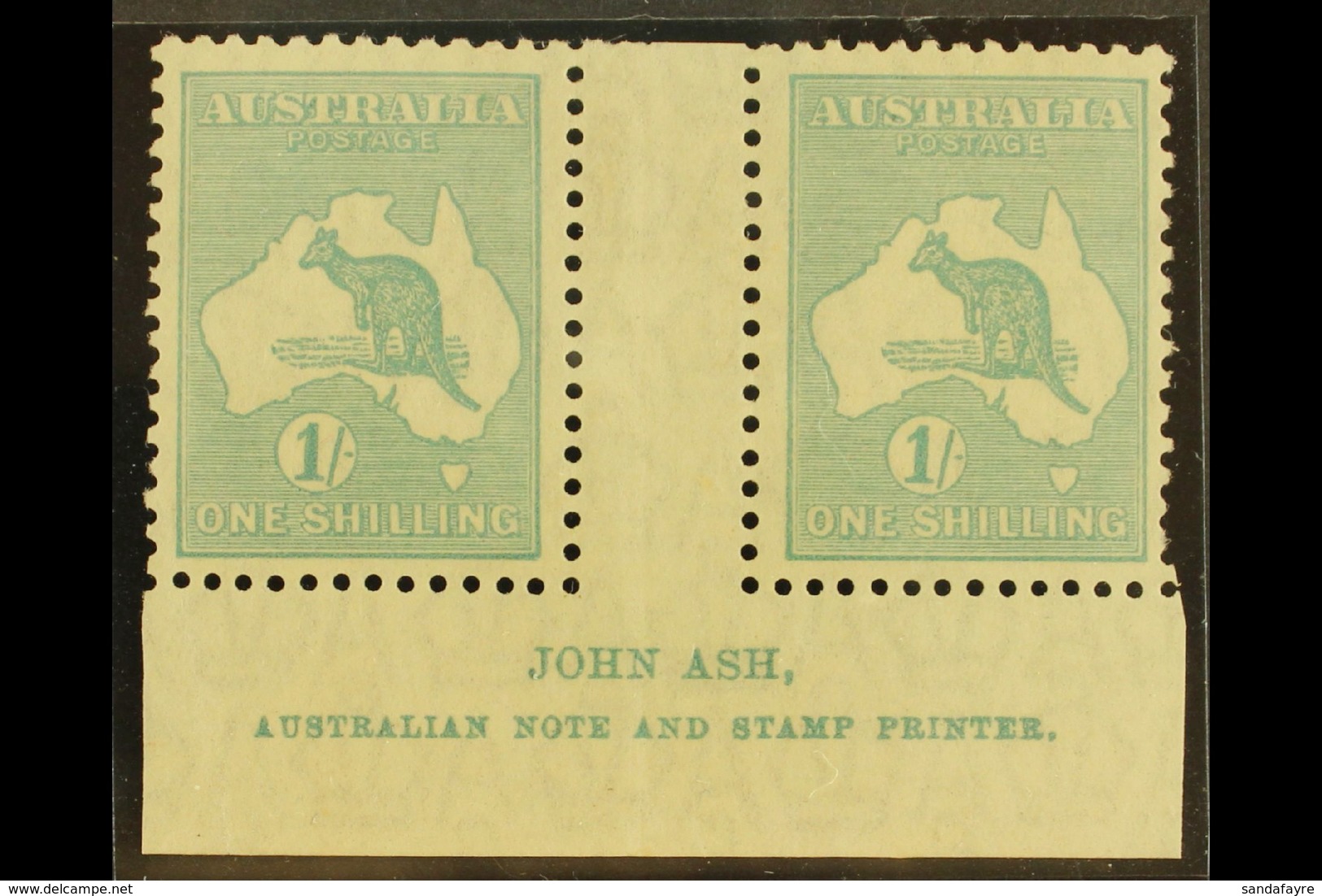 1929-30 Small Multiple Wmk 1s Blue-green Roo (SG 109), Ash Imprint Pair With "N" Over "A", BW 34za, Fine Mint  For More  - Autres & Non Classés