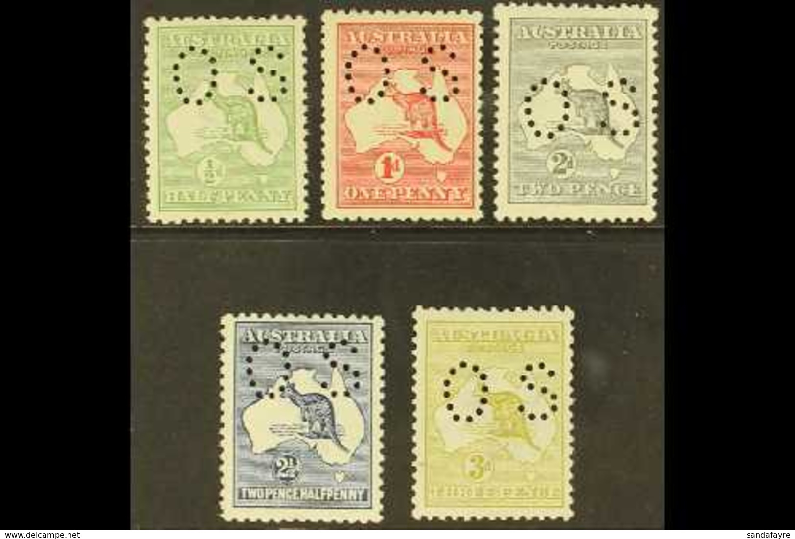OFFICIALS 1914 First Watermark Perf Small 'OS' Set Complete To 3d, SG O16/O20, Never Hinged Mint (5 Stamps) For More Ima - Sonstige & Ohne Zuordnung