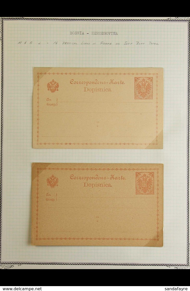 BOSNIA AND HERZEGOVINA POSTAL STATIONERY 1879-1918 Fine Unused Collection Written Up On Leaves, Includes Various POSTAL  - Autres & Non Classés