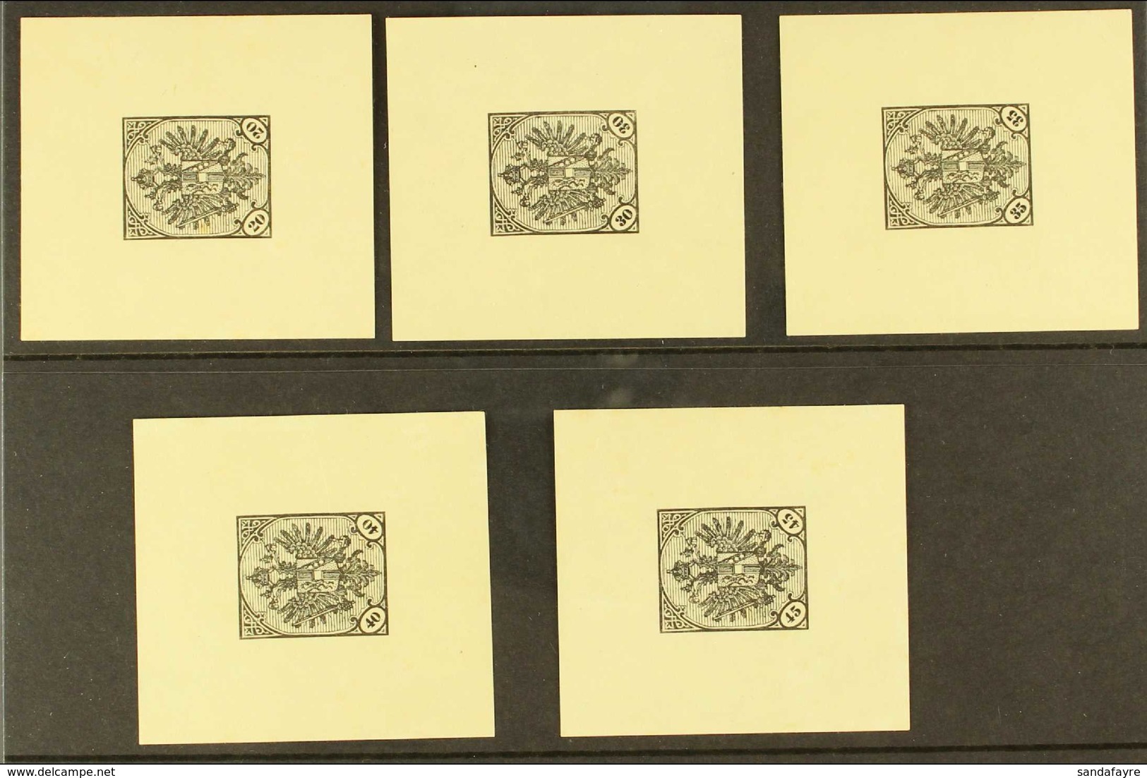 BOSNIA AND HERZEGOVINA 1901-05 Arms Complete Set Of IMPERF DIE PROOFS Printed In Black On Ungummed Carton Paper, Michel  - Sonstige & Ohne Zuordnung